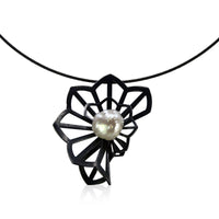 Hyacinth Fold Necklace with Rose Pearl
