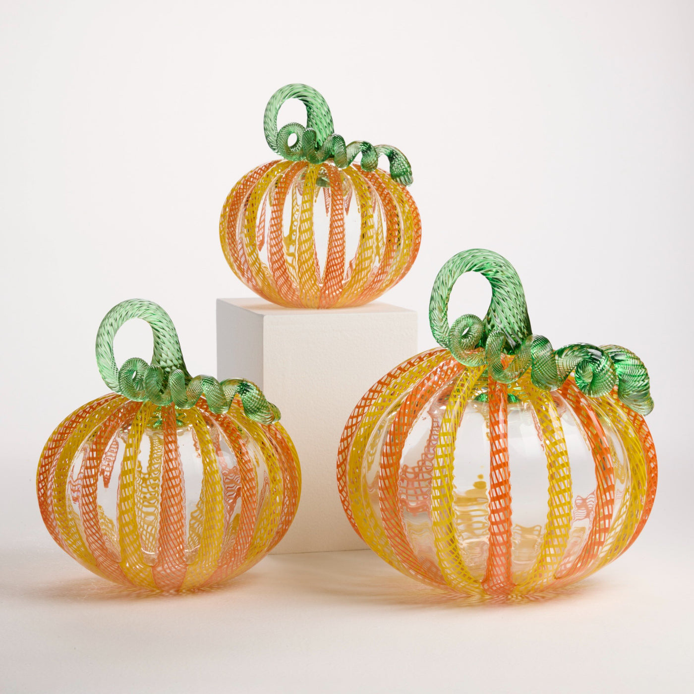 Orange and Yellow Latticino Pumpkin