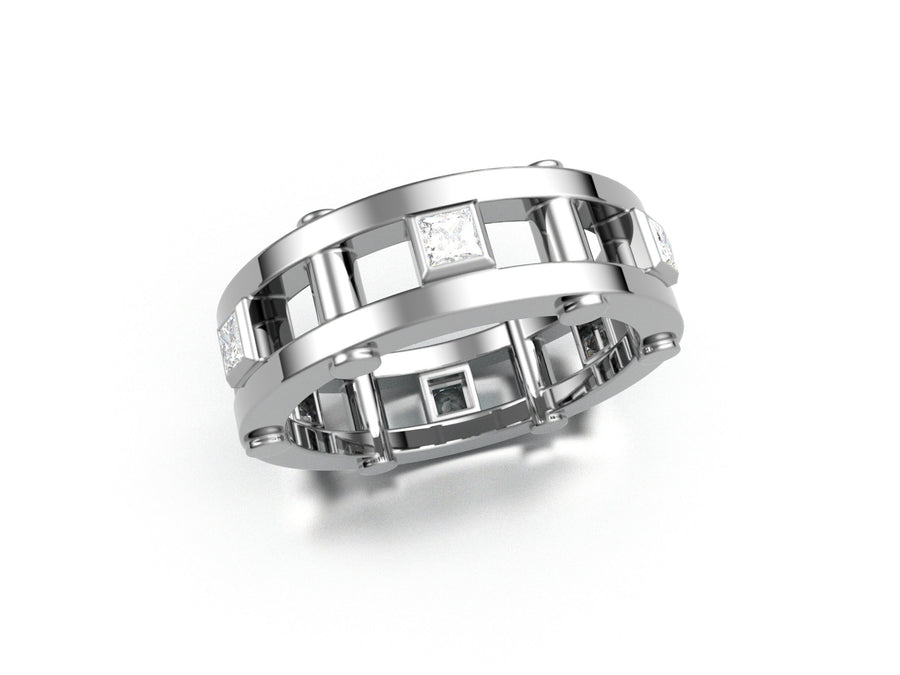 Men's Contemporary Band with Square Cut White Sapphires