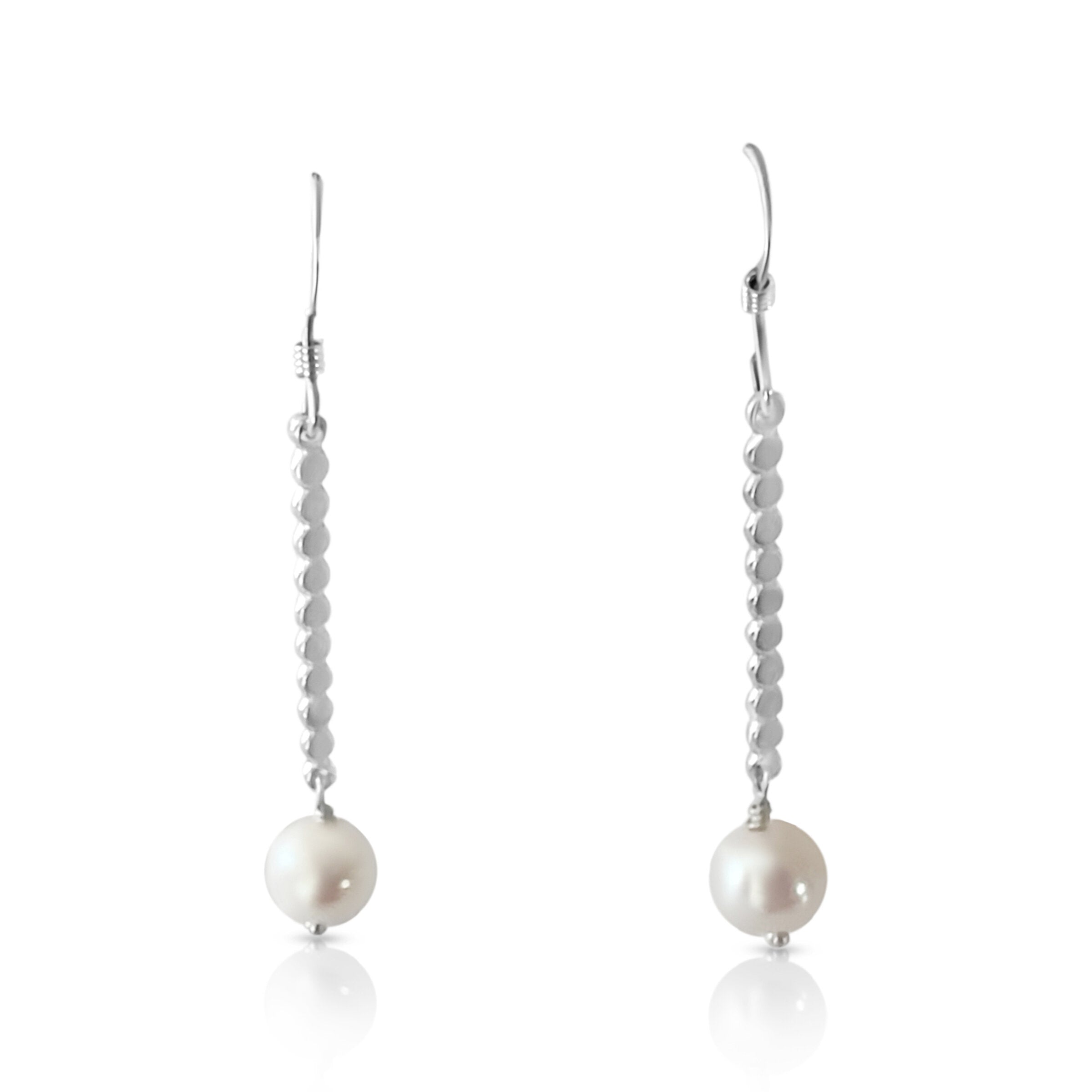 Beaded Column & Pearl Earrings