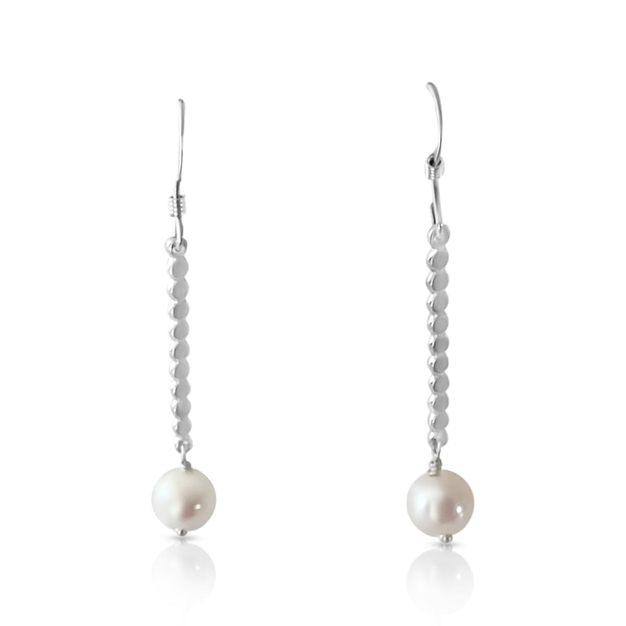 Beaded Column & Pearl Earrings