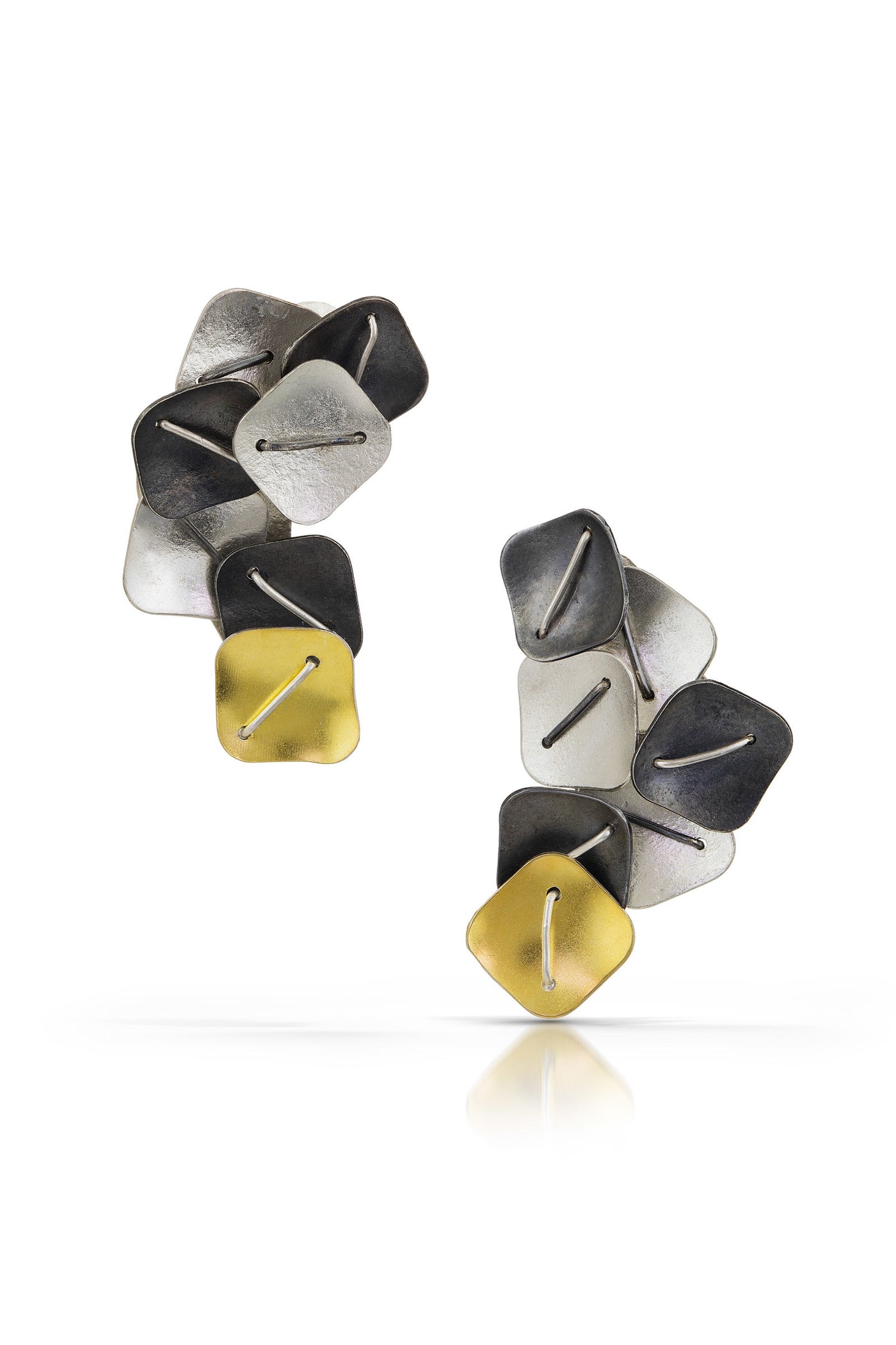 oxidized and bright silver and 22k gold bimetal