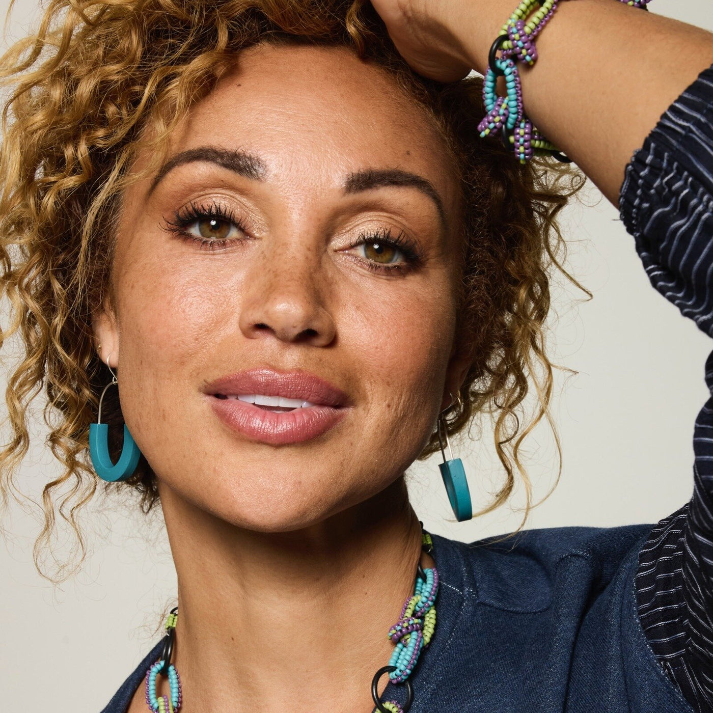 Polymer & Silver Arc Earrings