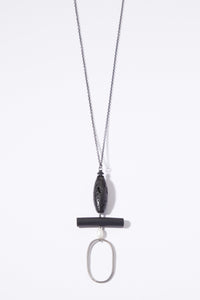 Oval and Black Stone Necklace