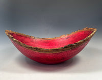 Natural Edge Dyed White Oak Bowl in Red