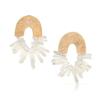 Large Carved Arch Quartz Crystal Earrings