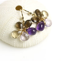 Violets & Chocolate Flower Earrings
