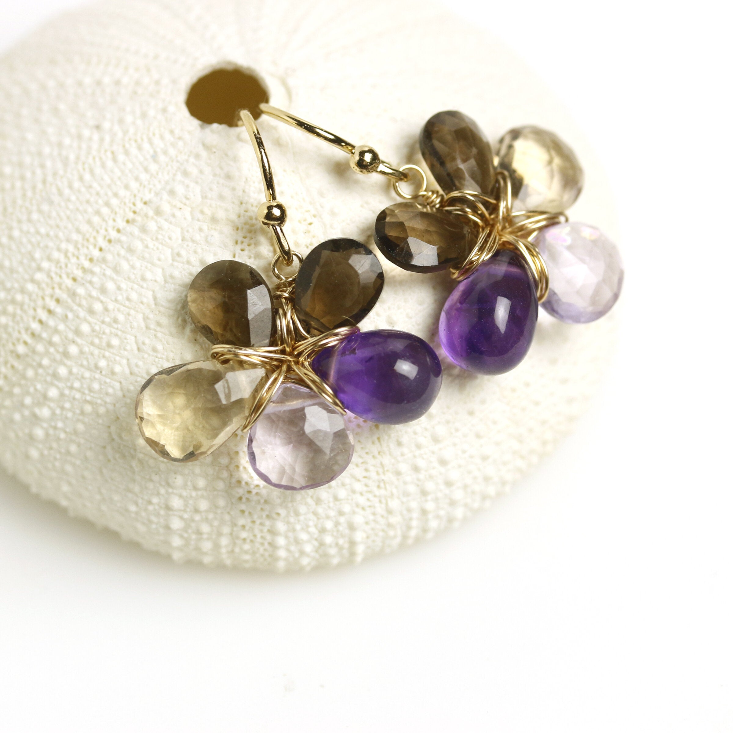 Violets & Chocolate Flower Earrings