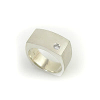 Large Silver Arc Ring with Diamond