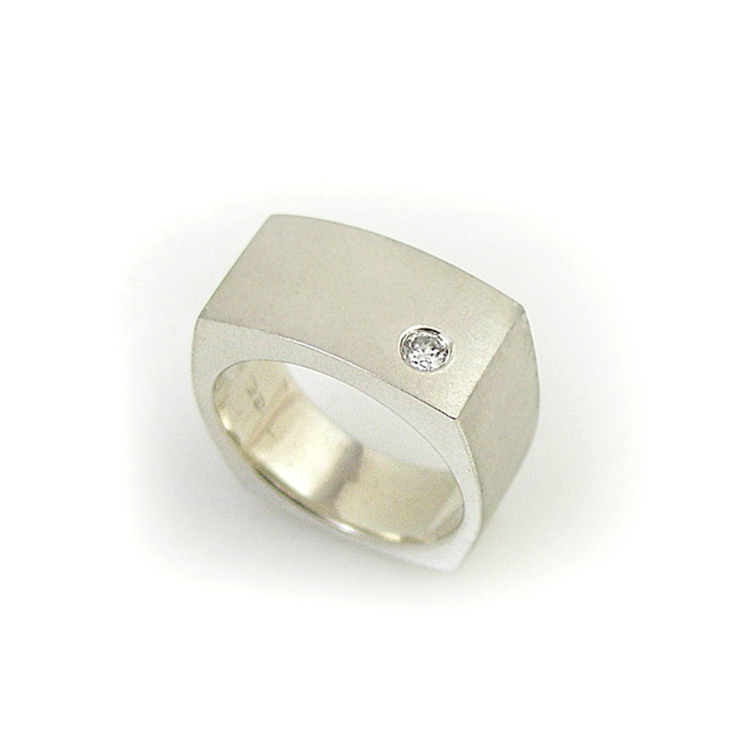 Large Silver Arc Ring with Diamond