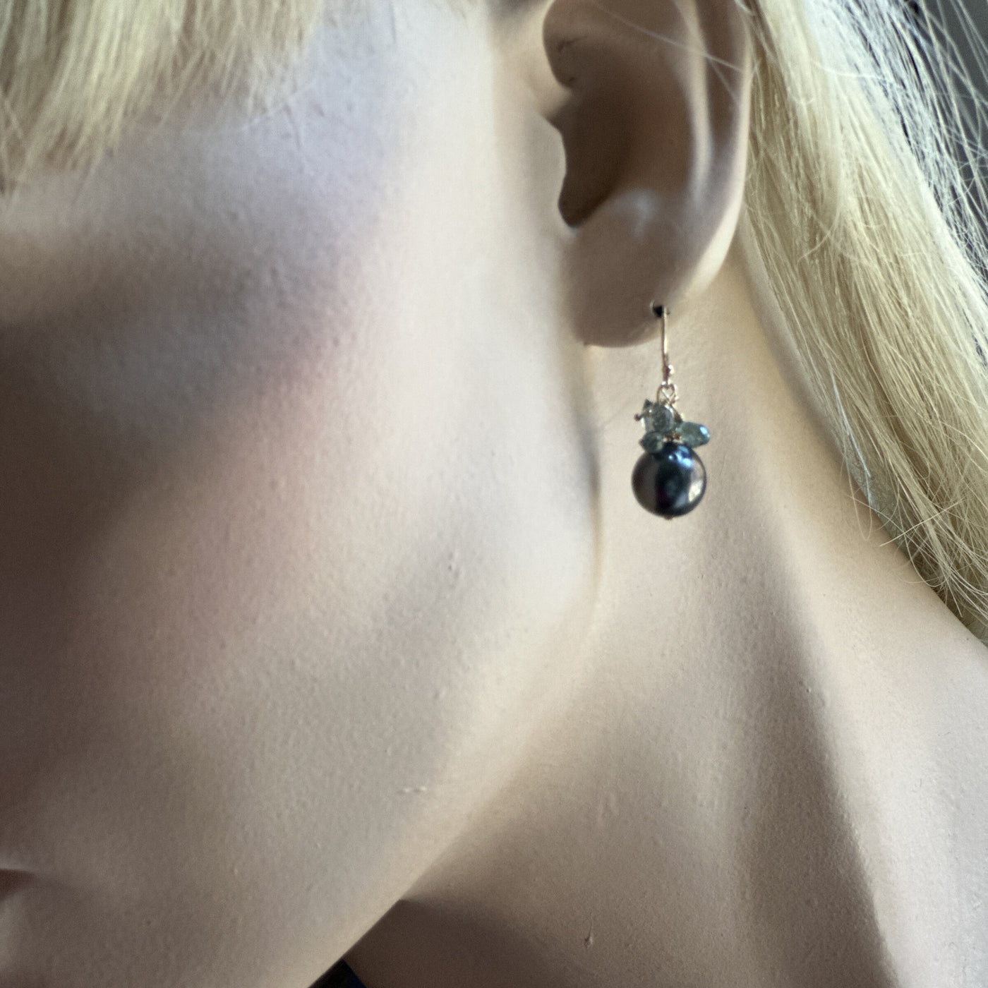 Gray Sapphire & Tahitian Pearl Earrings