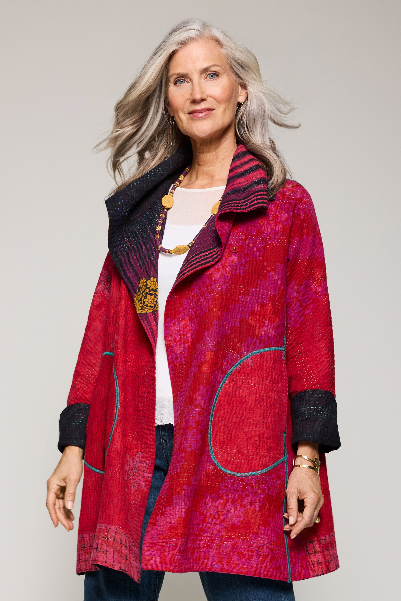 Vintage Cotton Kantha A-Line P. Coat