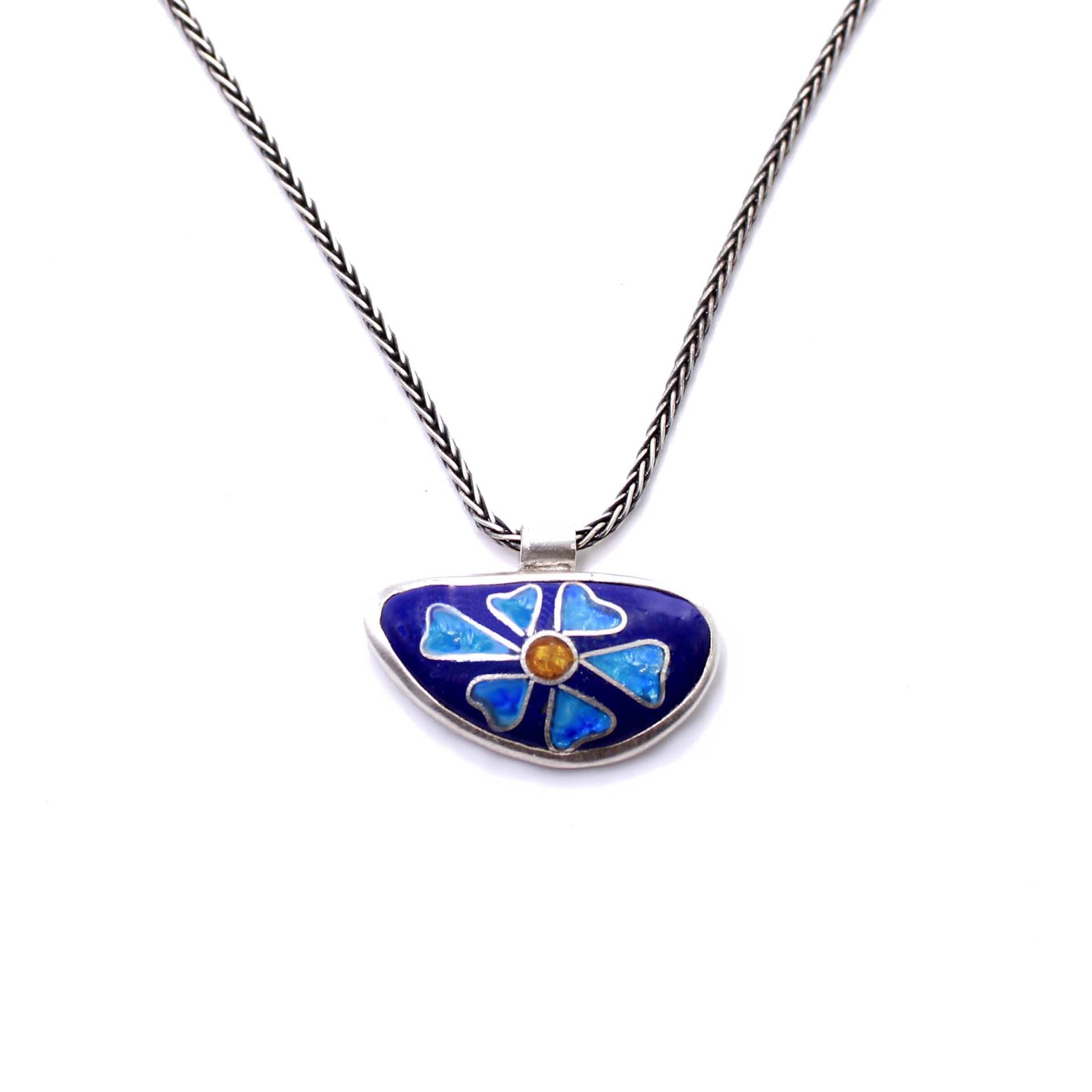 Blue & Yellow Flower Pendant