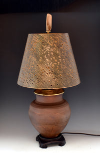 Raku Table Lamp with Steel Shade