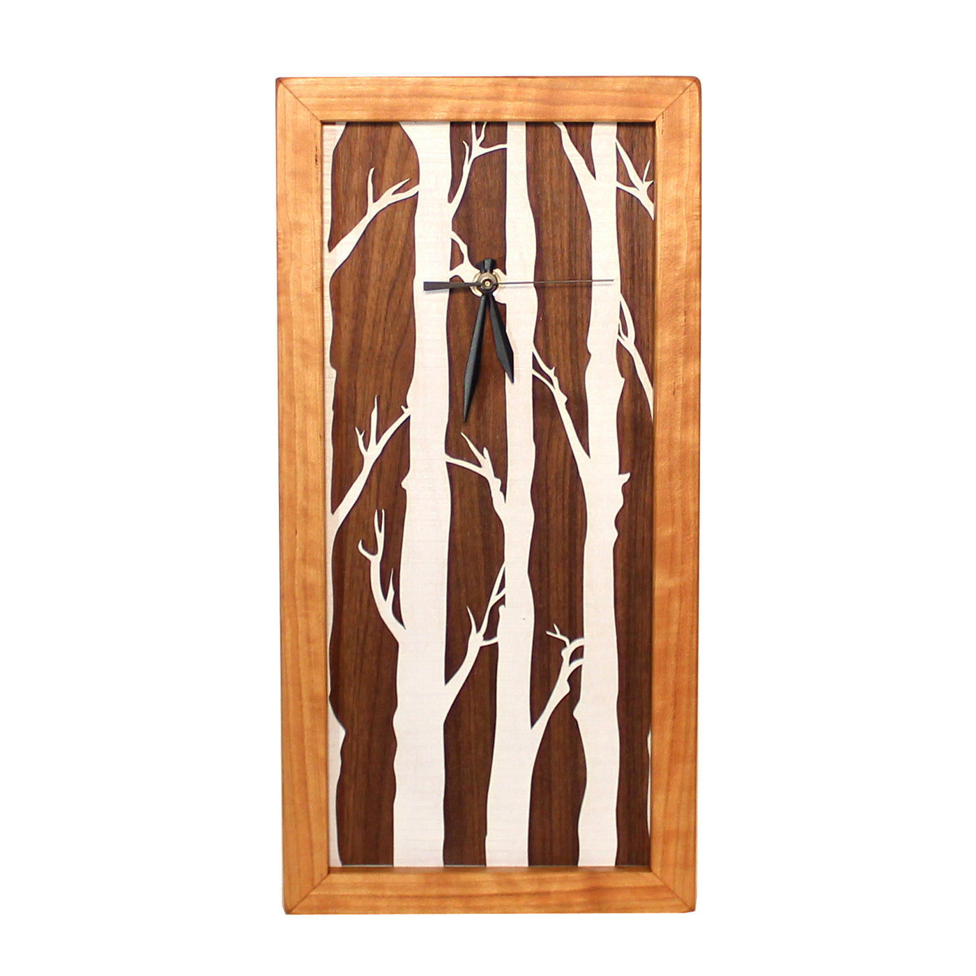 Birches Tall Box Clock in Cherry and Walnut