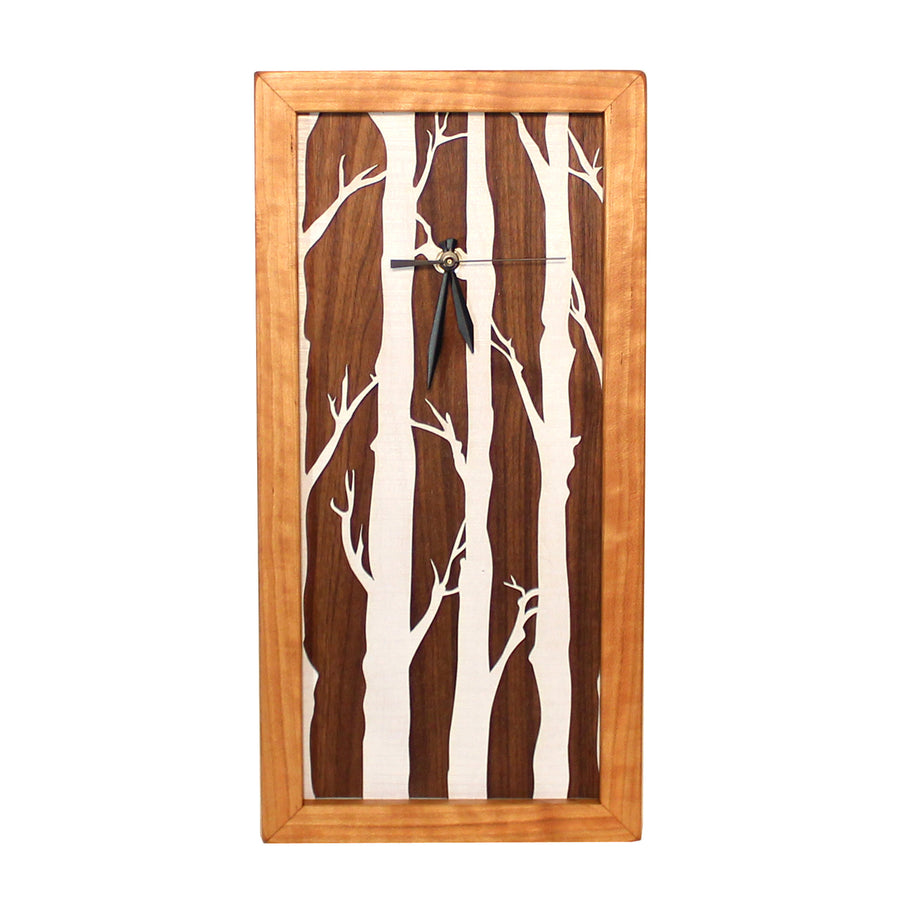 Birches Tall Box Clock in Cherry and Walnut