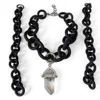 Tibetan Quartz Convertible Rubber Necklace