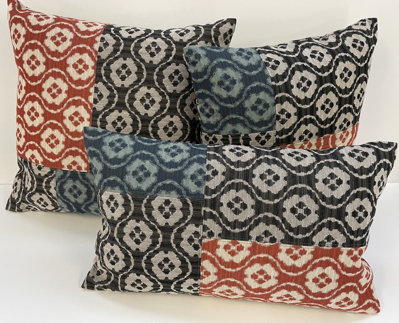 Three Color Pieced Medallion Textile Pillow