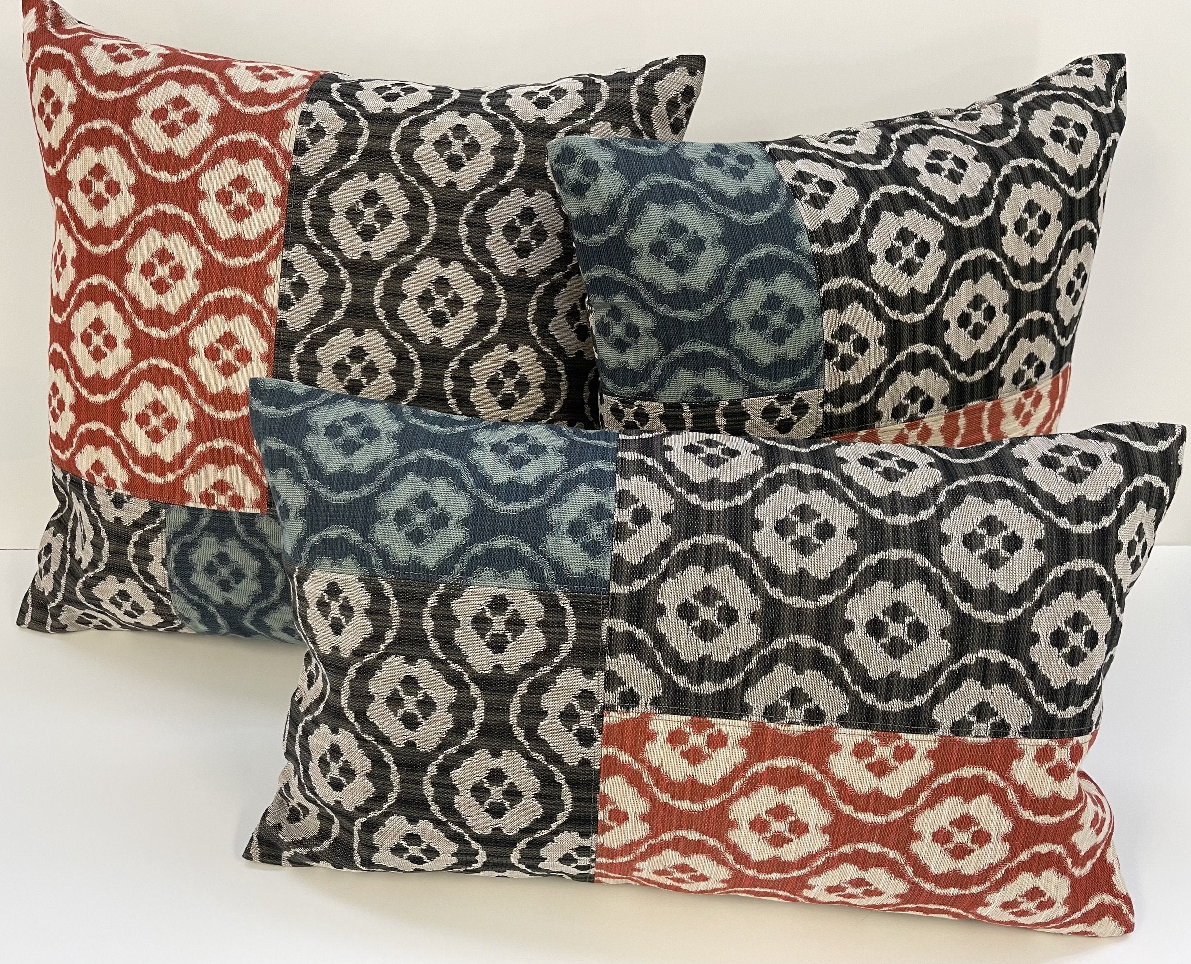 Three Color Pieced Medallion Textile Pillow