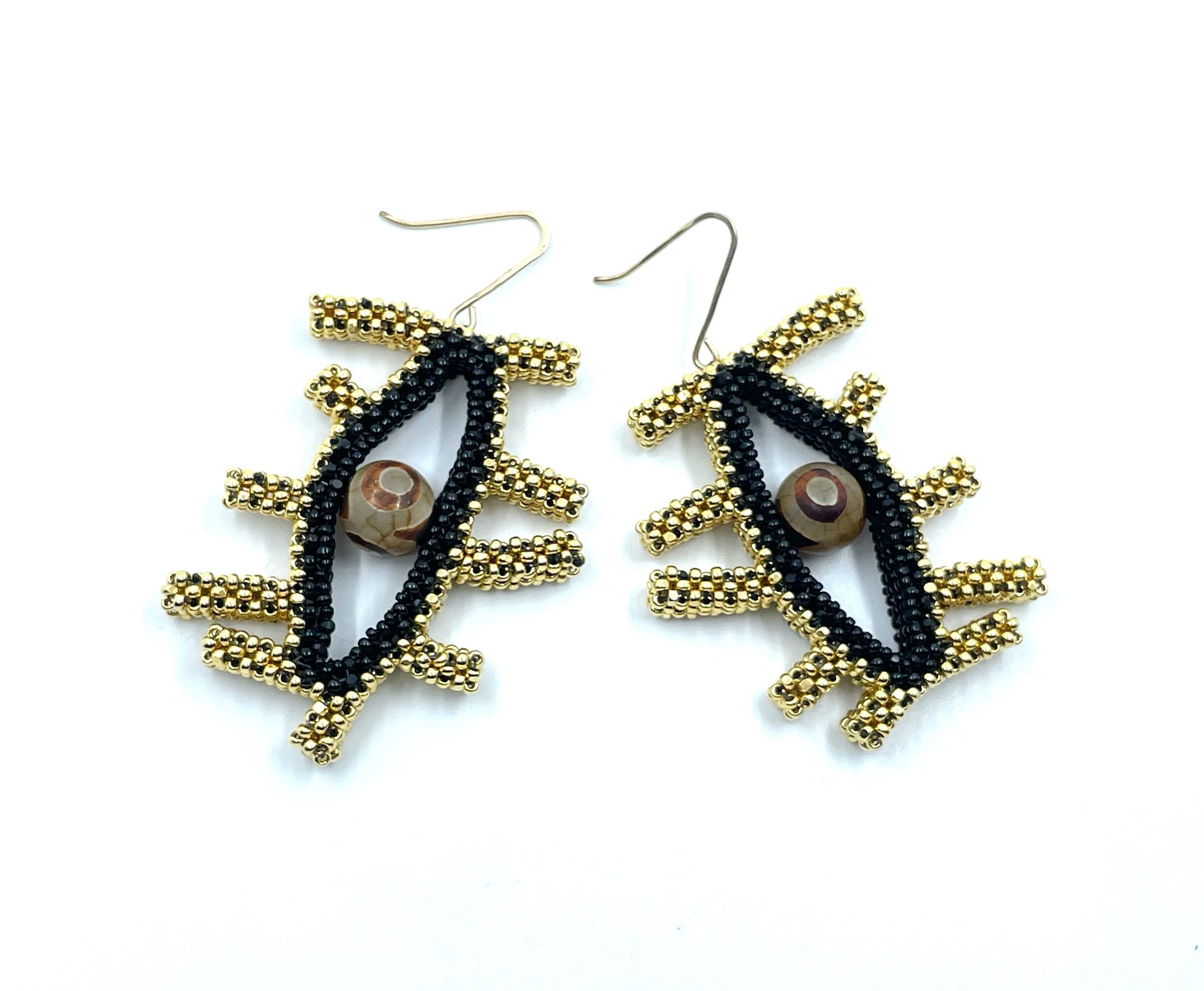 Large Agate Eye Earrings