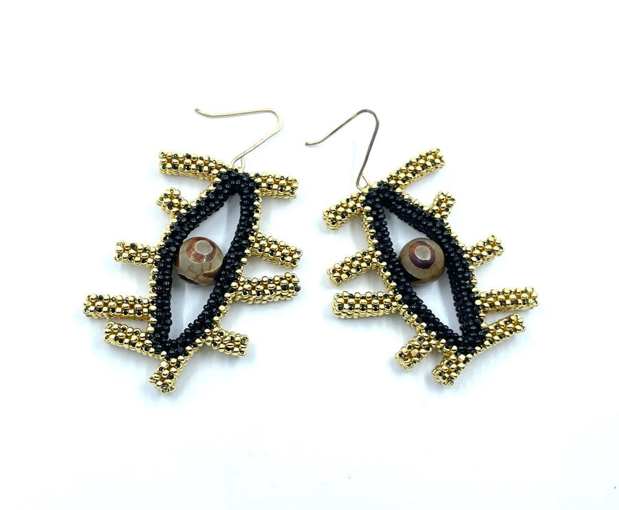 Large Agate Eye Earrings