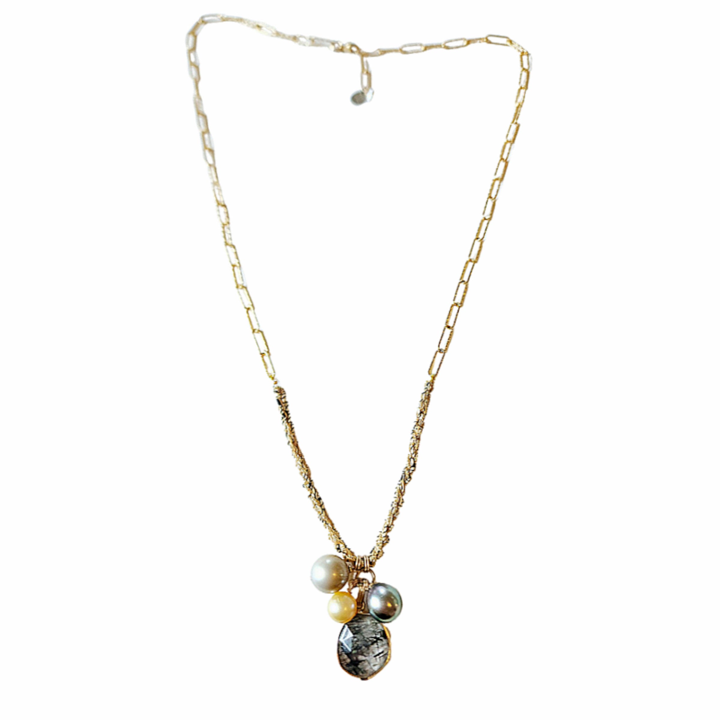 Precious Pearls and Rutilated Quartz Necklace