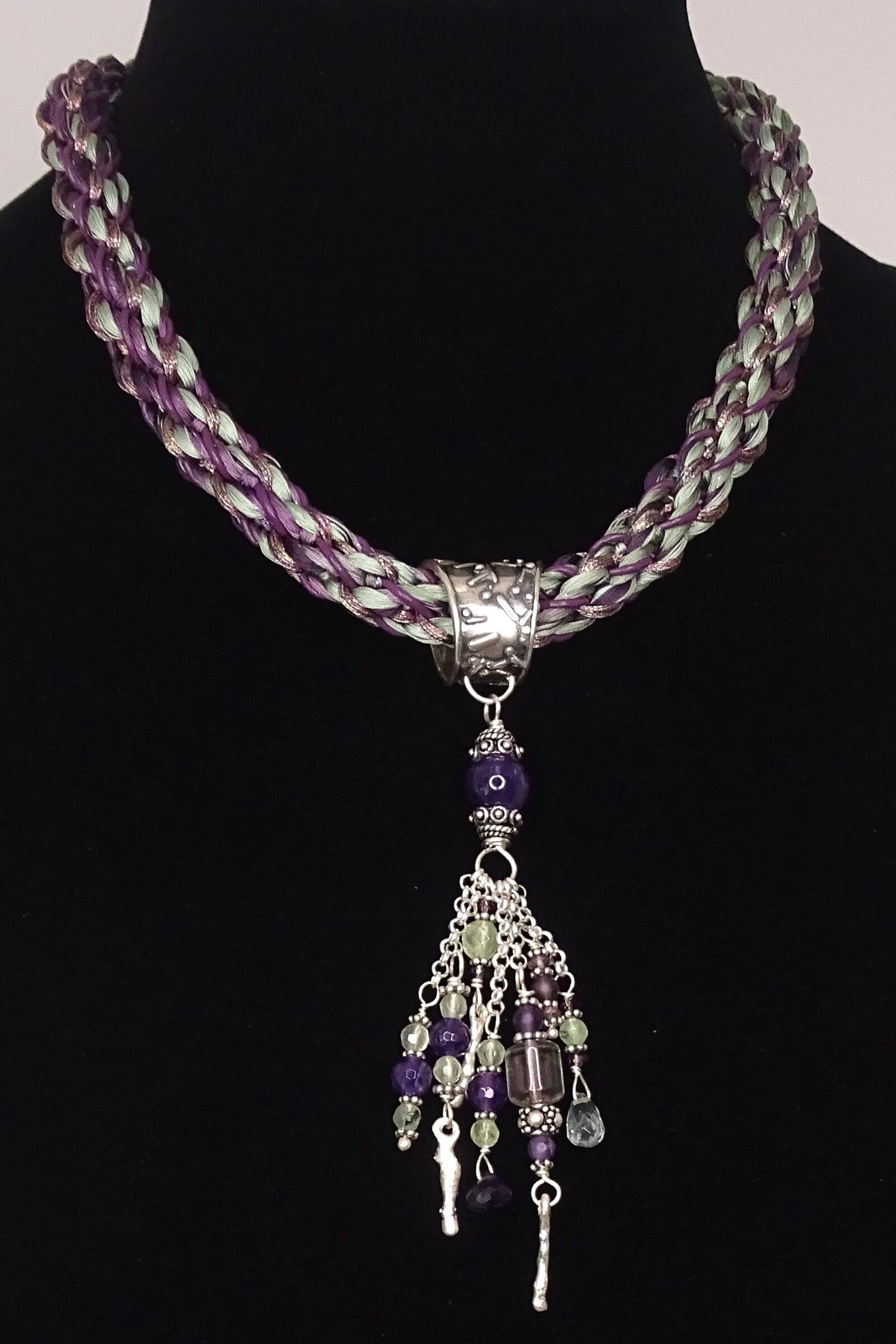 Dangles of Amethyst & Prehnite Necklace