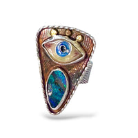 Evil Eye Talisman Ring with Boulder Opal