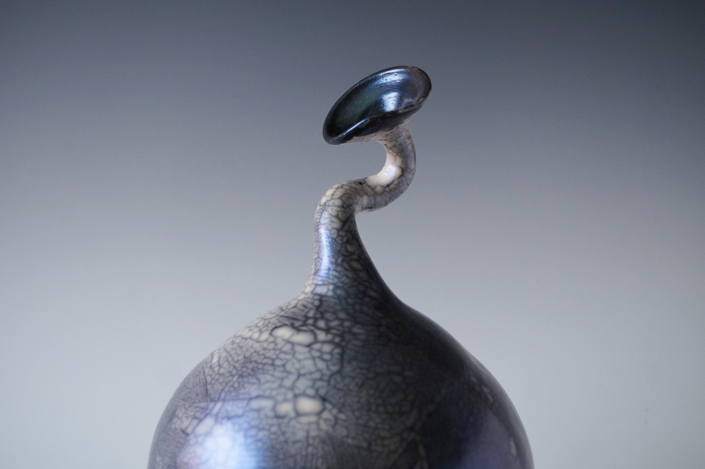 Nerida Coil Blue Iridescent Raku Vessel