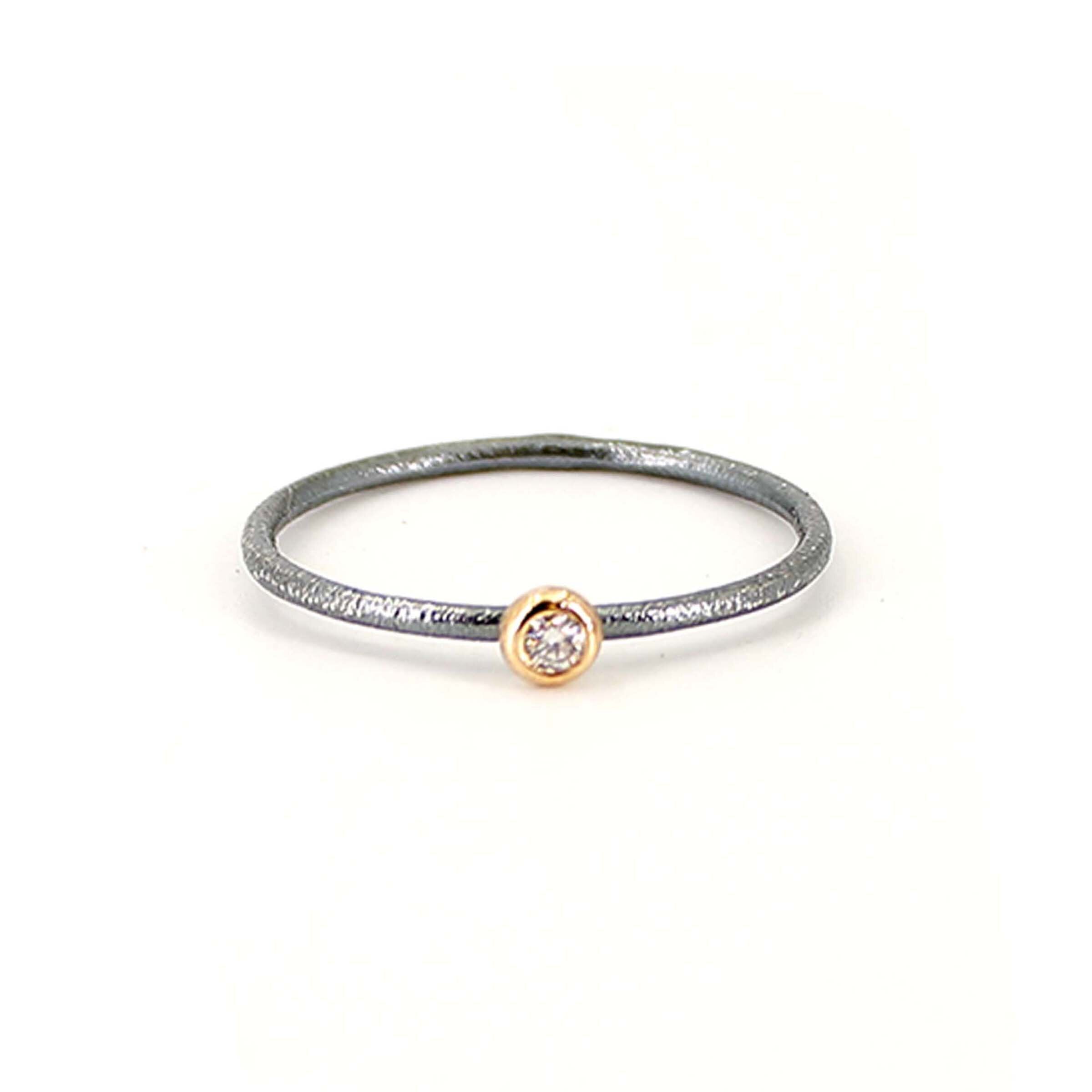 Single Diamond Stacking Ring