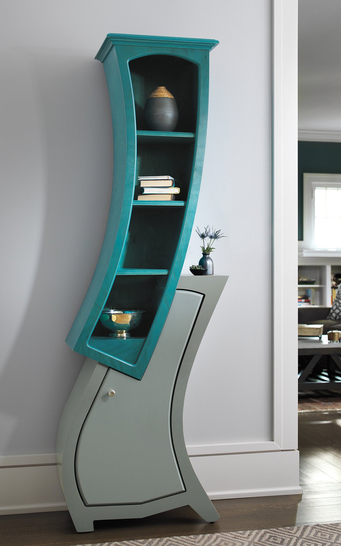 Turquoise Stain & Ash Gray Paint