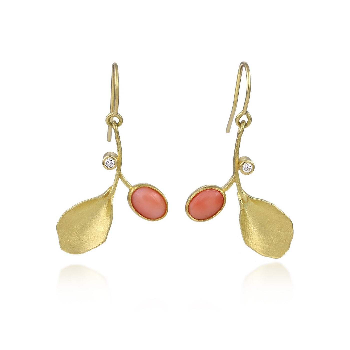Coral Leaf Dangle Earrings