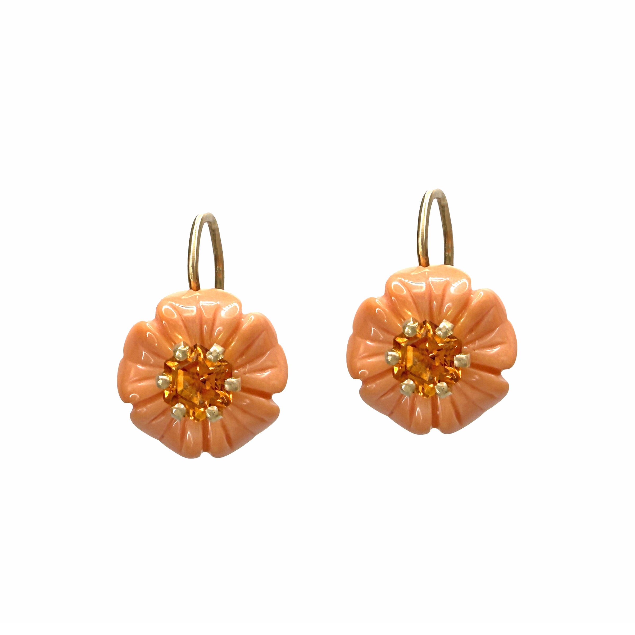 Treasure Chest Coral & Citrine Flower Earrings