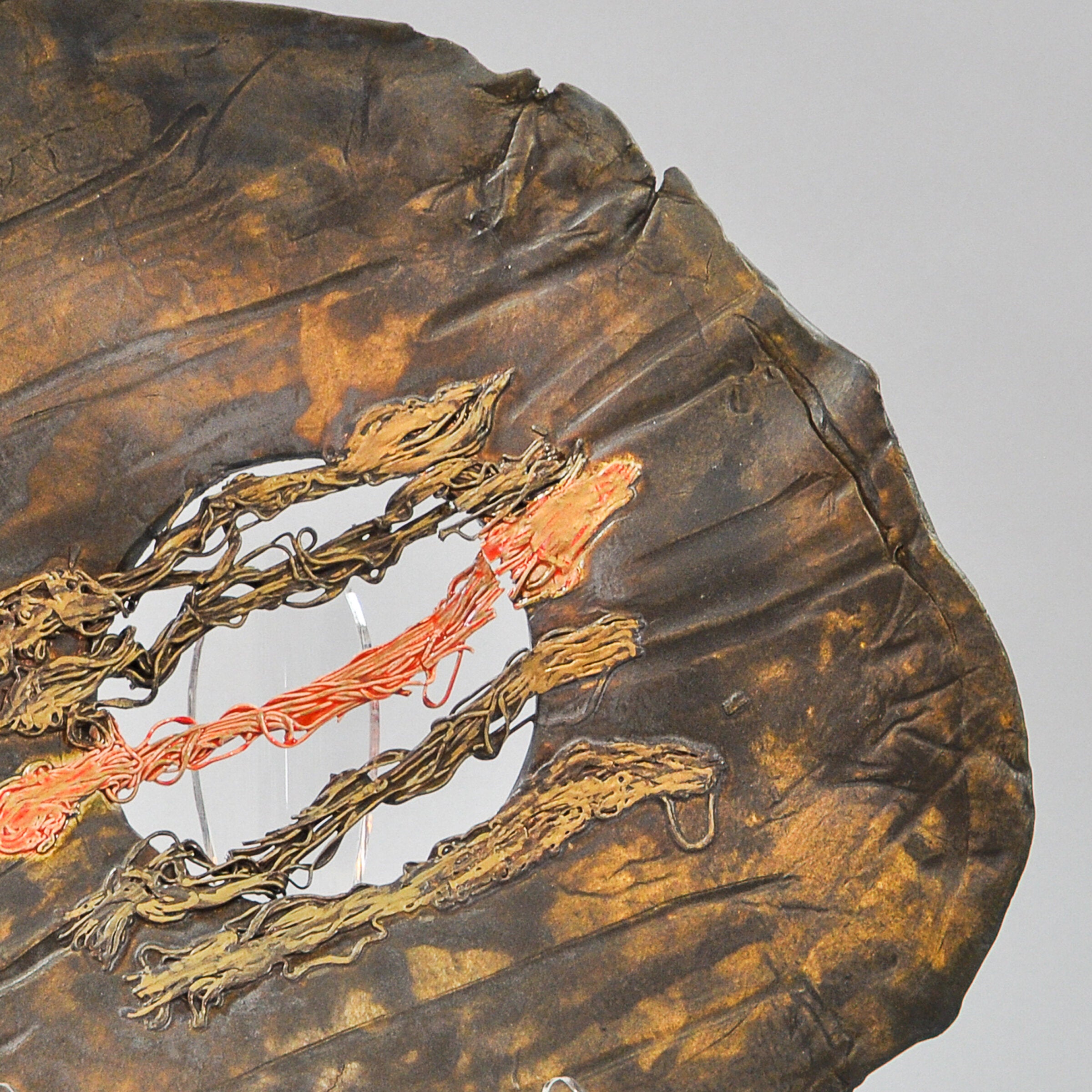 Matte Bronze Platter with Multi-Color Center