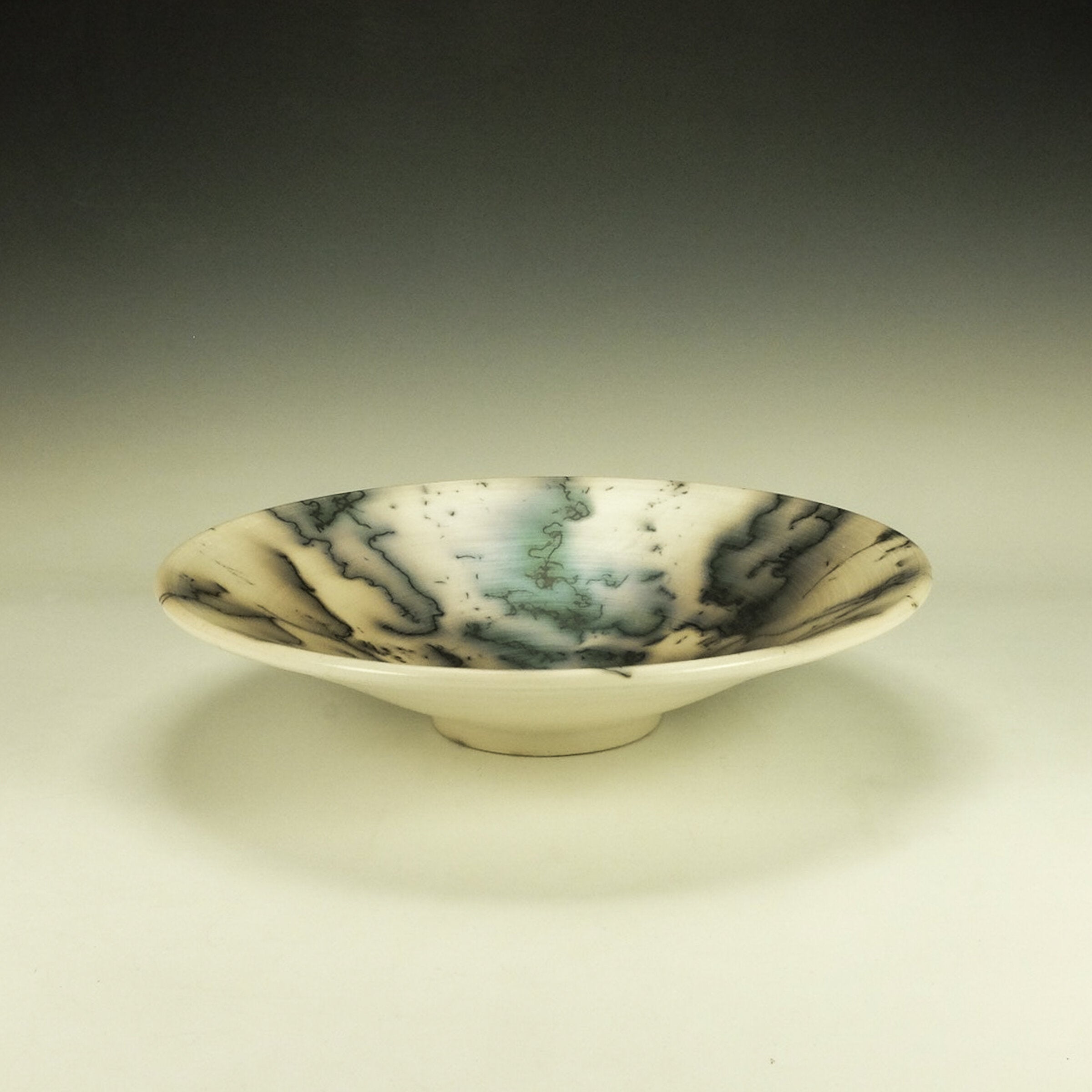 Naked Raku Bowl with Green Blush