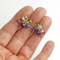 Lime & Violets Flower Earrings