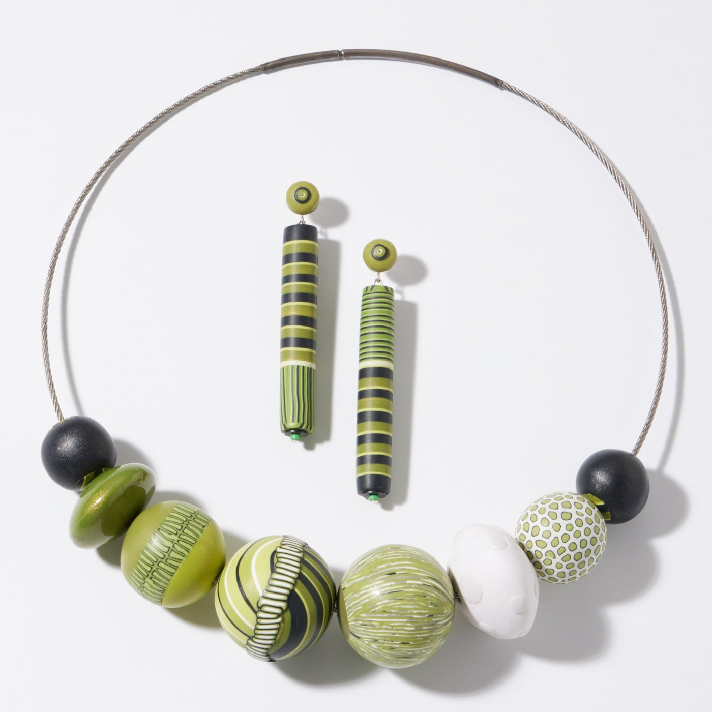 Green Tube Post Earrings
