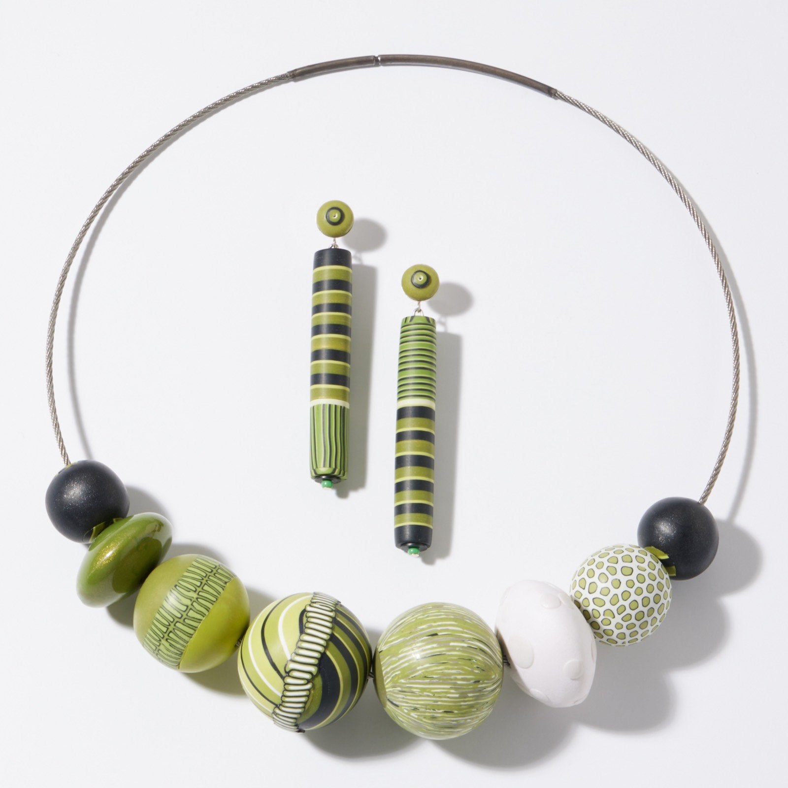 Green Tube Post Earrings