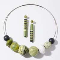 Green Tube Post Earrings