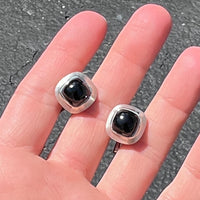 Black Spinel Silver Cuff Links