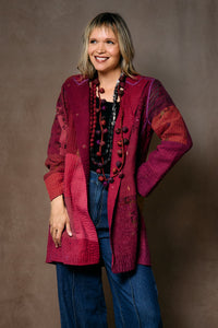 Ombre Patched Gold Stamp Kantha Long Jacket