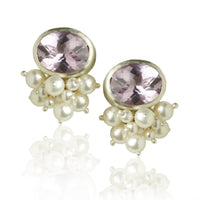 Pink Amethyst & Pearl Earrings