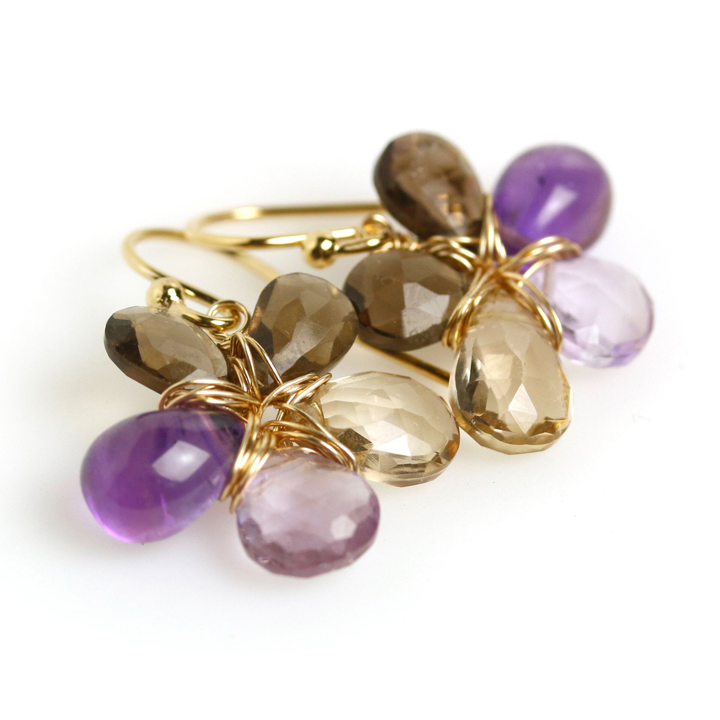 Violets & Chocolate Flower Earrings