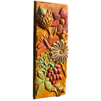 Botanical Tall Tile in Yellow, Red & Green Glazes