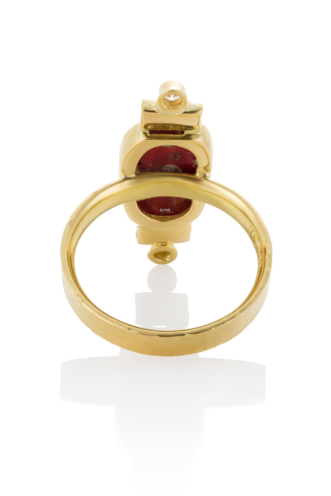 Black Diamond and Coral Ring