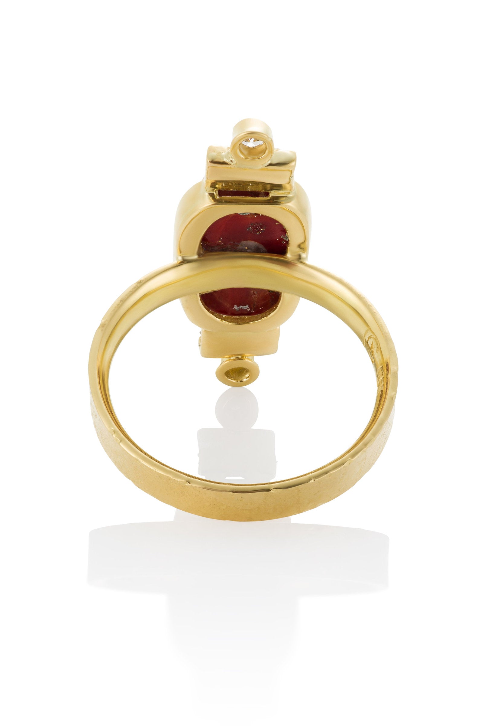 Black Diamond and Coral Ring