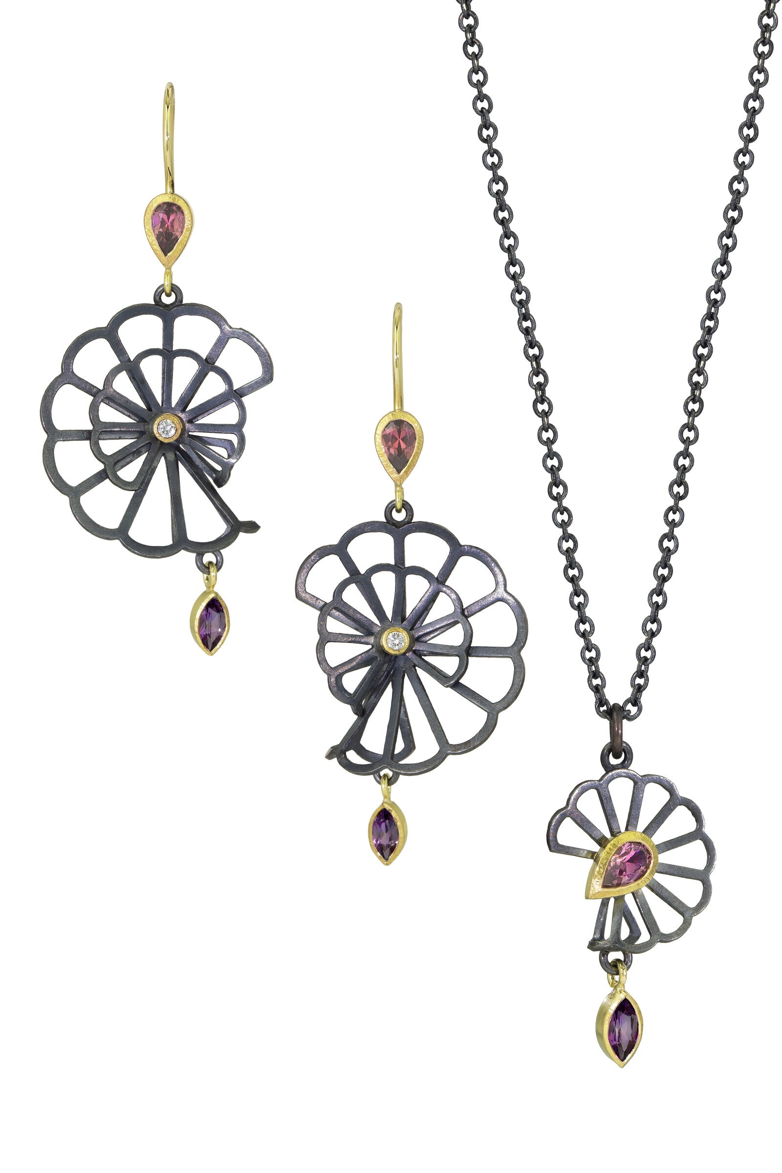 Pairs well with the Petite Cloud Fold Origami Necklace in Rhodolite Garnet