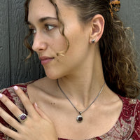 Ruby, Silver & Gold Stud Earrings