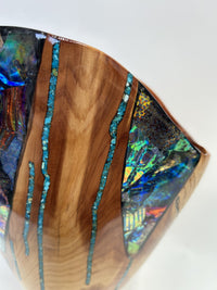 Purple Heart Juniper Vase with Dichroic Glass