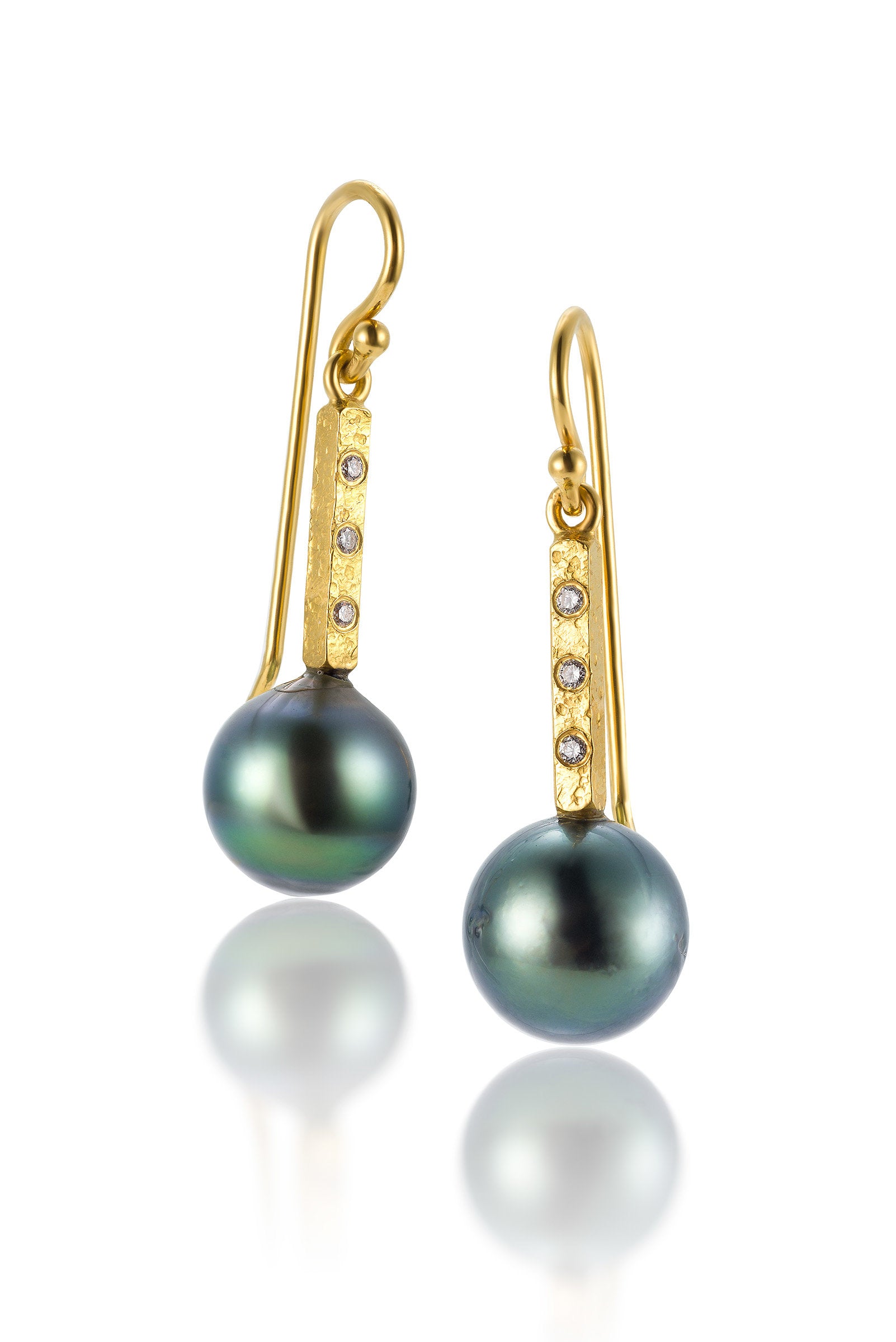 Blue Tahitian Pearl Stem Earrings
